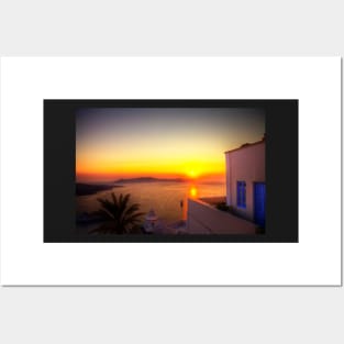 Golden Sunset In Santorini Posters and Art